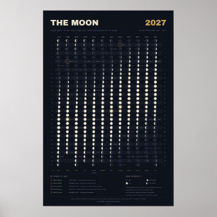 Affiche Calendrier Lunaire 2027 - Phases de la Lune, Minui