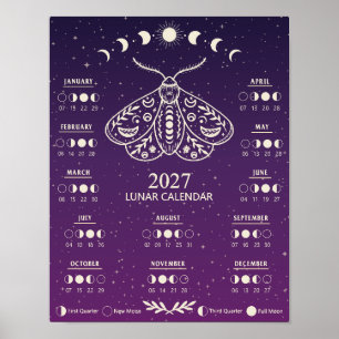 Affiche Calendrier lunaire céleste de la lune de sorceller