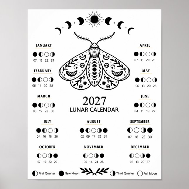 Affiche Calendrier Lunaire Céleste de la Sorcellerie de la (Devant)