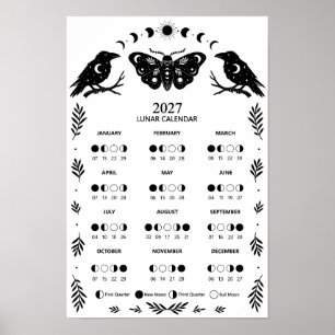 Affiche Calendrier lunaire céleste du mois de la chenille