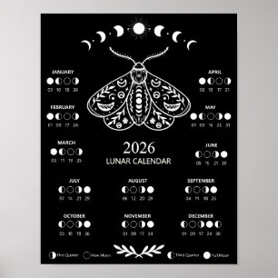 Affiche Calendrier Lunaire de la Lune Céleste du Papillon 