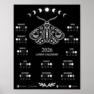 Affiche Calendrier Lunaire de la Lune Céleste du Papillon 
