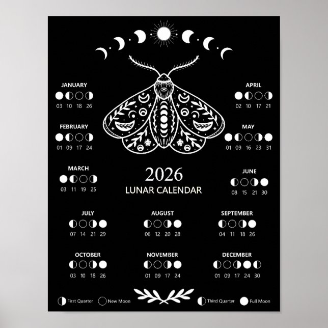 Affiche Calendrier Lunaire de la Lune Céleste du Papillon  (Devant)