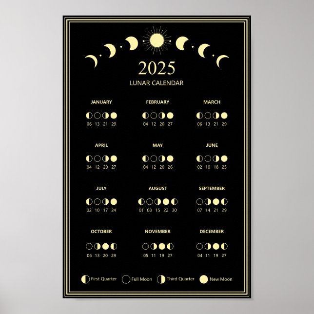 Affiche Calendrier lunaire de la phase lunaire 2025 (Devant)