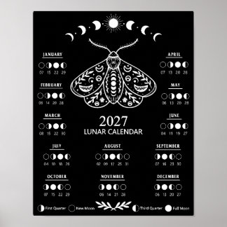 Affiche Calendrier Lunaire Mensuel de la Sorcellerie 2027