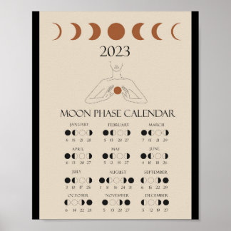 Affiche Calendrier lunaire moderne 2023 Phases de lune Pos