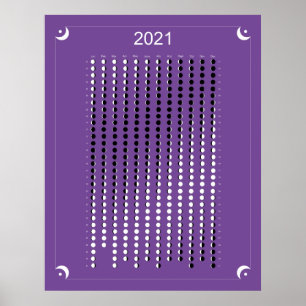 Affiche Calendrier Lunaire Violet 2021
