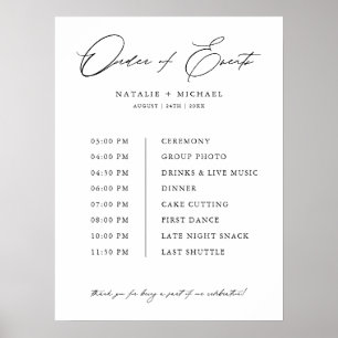 Affiche Calendrier Mariage Ordre simple des événements