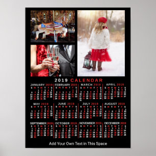 Affiche Calendrier mensuel 2019 Black Custom 3 Photos