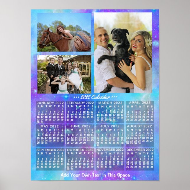 Affiche Calendrier mensuel 2022 Boho Aquarelle 3 Photo (Devant)