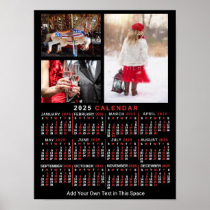 Affiche Calendrier mensuel 2025 Black Custom 3 Photos