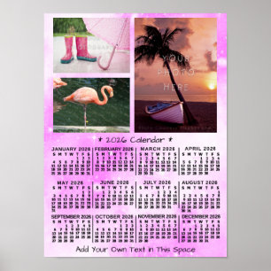 Affiche Calendrier mensuel 2026 Rose Aquarelle 3 Photo