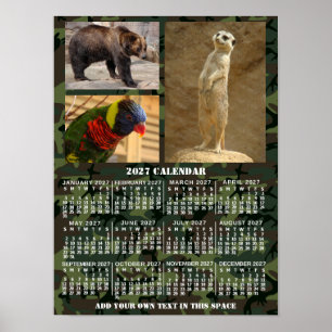 Affiche Calendrier mensuel 2027 Camouflage Ajouter 3 Photo