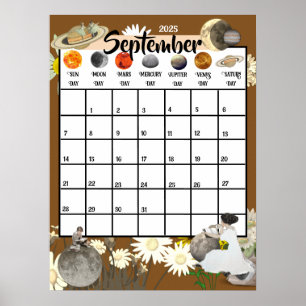 Affiche Calendrier mensuel astrologique de septembre 2025
