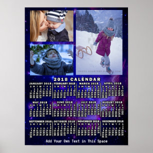 Affiche Calendrier mensuel de l'année 2018 Espace Nébuleus