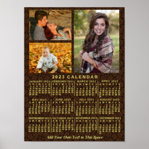 Affiche Calendrier mensuel de l'année 2023 Grains de café