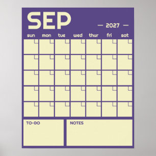 Affiche Calendrier Mensuel Géant Non Daté de Couleur Vibra