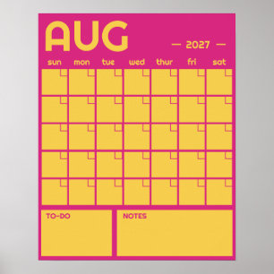Affiche Calendrier Mensuel Géant Non Daté de Couleur Vibra