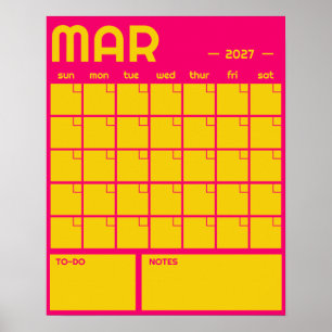 Affiche Calendrier Mensuel Géant Non Daté de Couleur Vibra