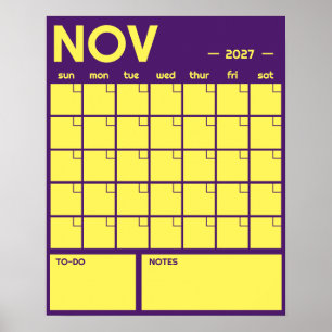 Affiche Calendrier Mensuel Géant Non Daté de Couleur Vibra
