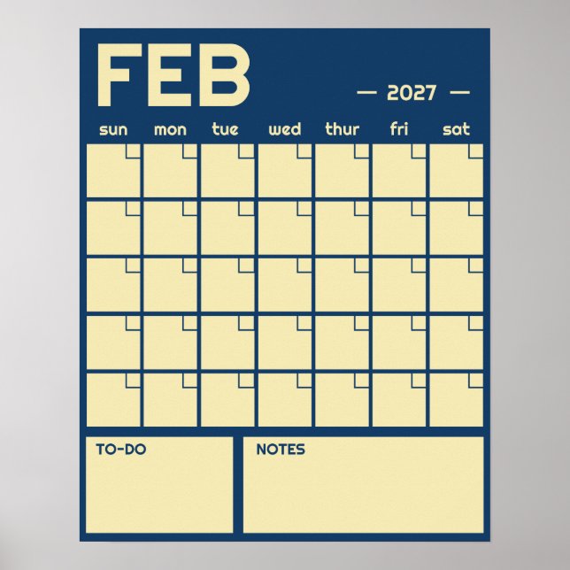 Affiche Calendrier Mensuel Géant Non Daté de Couleur Vibra (Devant)