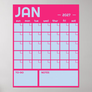 Affiche Calendrier Mensuel Géant Non Daté de Couleur Vibra