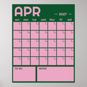 Affiche Calendrier Mensuel Géant Non Daté de Couleur Vibra