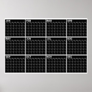 Affiche Calendrier Mensuel Minimaliste Non Daté pour Mur