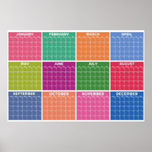 Affiche Calendrier Mensuel Minimaliste Non Daté pour Mur