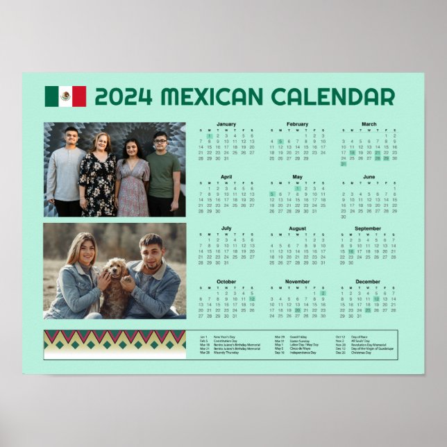 Affiche Calendrier mexicain 2024 | Calendario México modif (Devant)