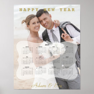 Affiche Calendrier Mini Photo de Mariés Élégants