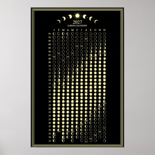 Affiche Calendrier minimaliste des cycles lunaires 2027