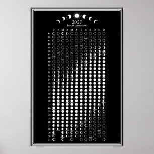 Affiche Calendrier minimaliste des cycles lunaires 2027