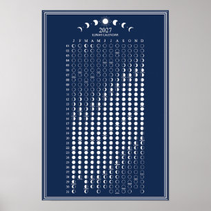 Affiche Calendrier minimaliste des cycles lunaires 2027