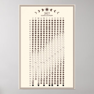 Affiche Calendrier minimaliste des cycles lunaires 2027