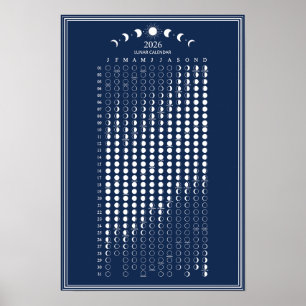 Affiche Calendrier minimaliste des cycles lunaires de la p