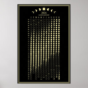 Affiche Calendrier minimaliste des cycles lunaires et des