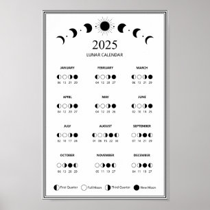 Affiche Calendrier minimaliste des phases lunaires 2025