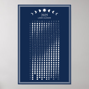 Affiche Calendrier minimaliste des phases lunaires 2025