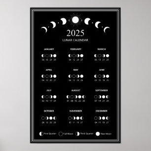 Affiche Calendrier minimaliste des phases lunaires 2025