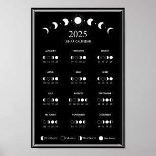 Affiche Calendrier minimaliste des phases lunaires 2025