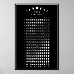 Affiche Calendrier minimaliste des phases lunaires de 2025