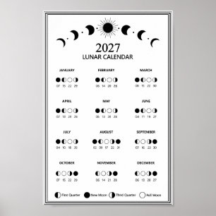 Affiche Calendrier minimaliste des phases lunaires de 2027