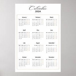 Affiche Calendrier minimaliste pour 2024