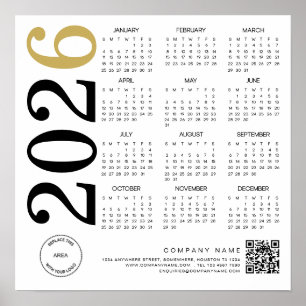 Affiche Calendrier moderne 2026 Logo de l'entreprise Code