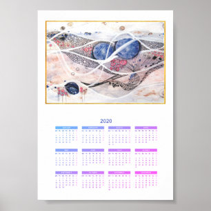 Affiche Calendrier Moderne Abstrait Année complète 2020 Ga