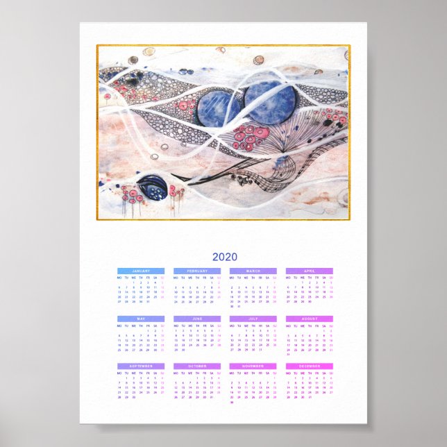 Affiche Calendrier Moderne Abstrait Année complète 2020 Ga (Devant)