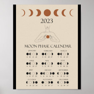 Affiche Calendrier Moderne des Cycles Lunaires 2023 Phases