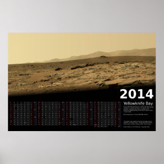Affiche Calendrier MSL Curiosity à Yellowknife Bay - 2014