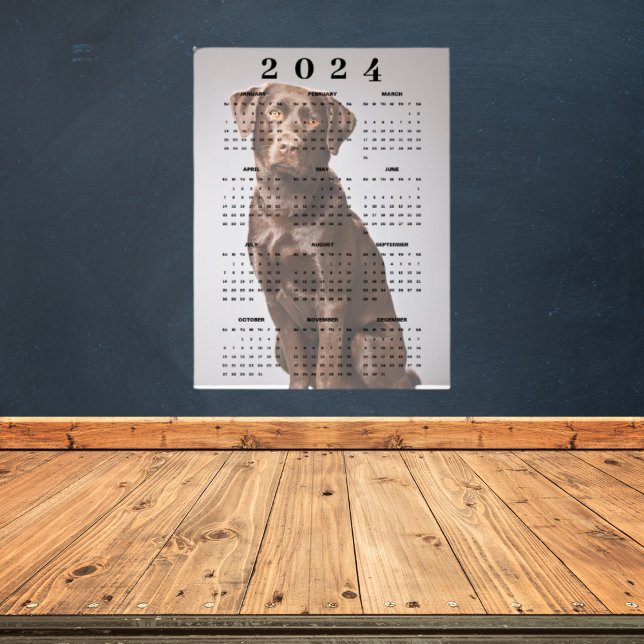 Affiche Calendrier Mural 2024 Labrador Retriever au Chocol (Créateur téléchargé)